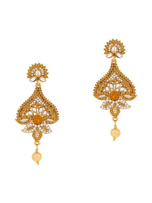 gold metal drop earrings - 13042120 - Standard Image - 1