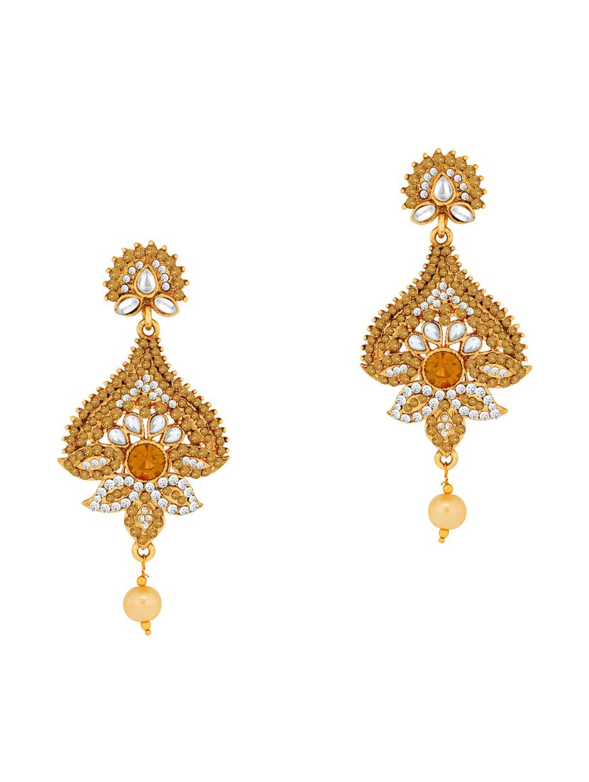 gold metal drop earrings - 13042120 - Zoom Image - 1