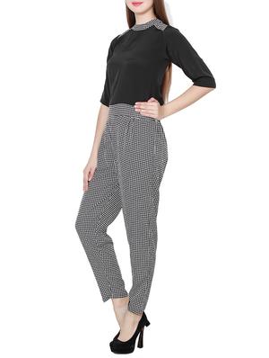 black checkered crepe jumpsuit - 13044084 - Standard Image - 2