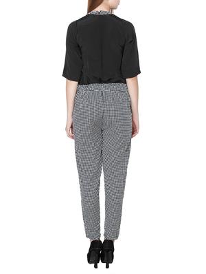 black checkered crepe jumpsuit - 13044084 - Standard Image - 3