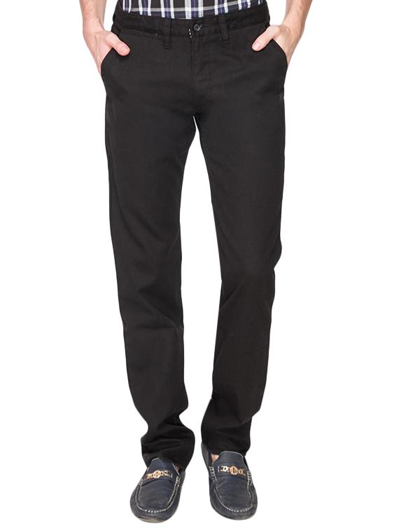black cotton chinos casual trousers - 13047545 - Zoom Image - 1