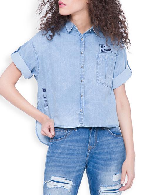 blue cotton regular shirt - 13054306 - Very Small Image - 1