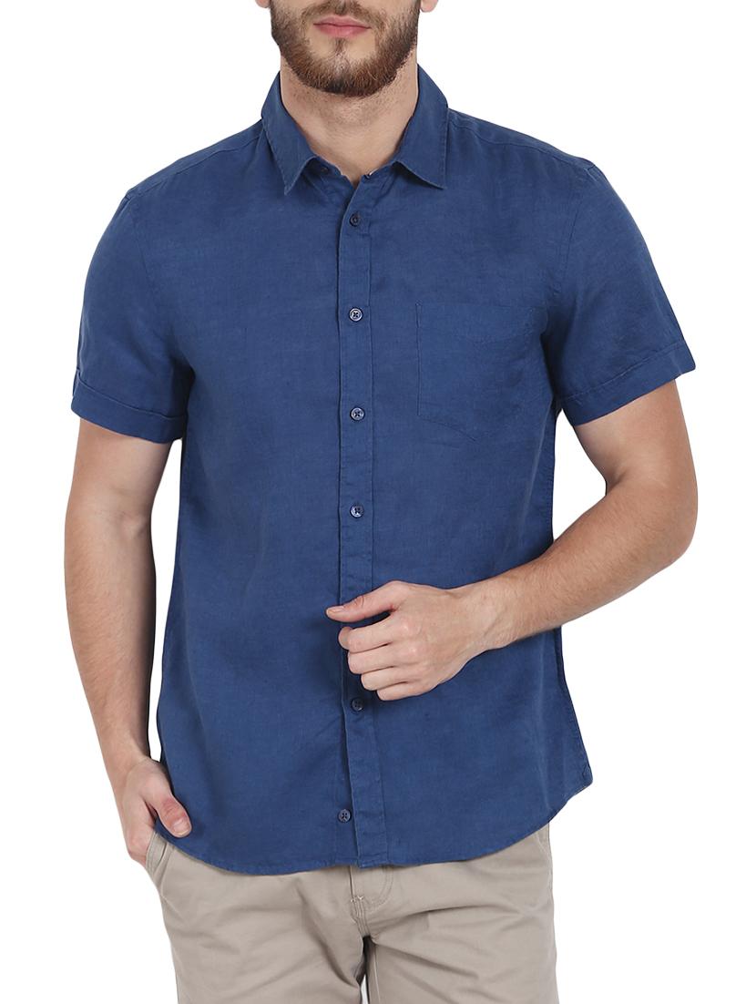 blue cotton casual shirt - 13055764 - Zoom Image - 1