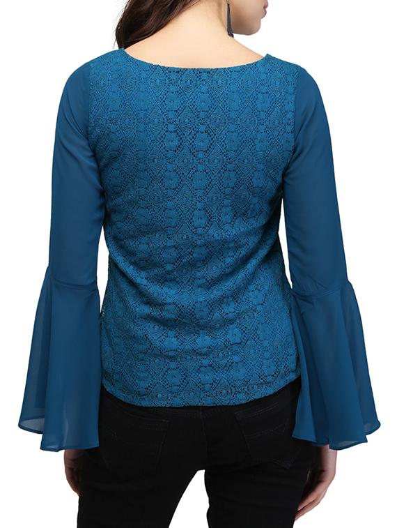 bell sleeved crocheted top - 13056020 - Zoom Image - 3