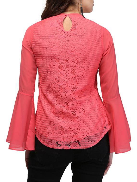 mock neck bell sleeved top - 13056021 - Zoom Image - 3
