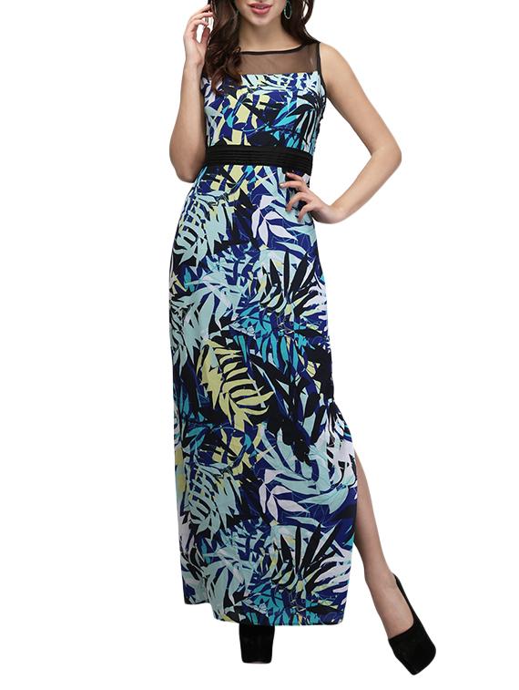 pleated detail side slit maxi dress - 13056273 - Zoom Image - 1