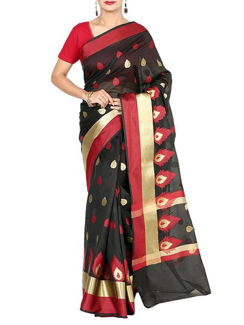 Zari motifs woven saree with blouse - 13056355 - Standard Image - 1