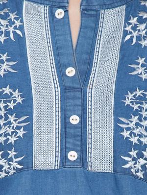 denim embroidered straight kurta - 13060533 - Standard Image - 4