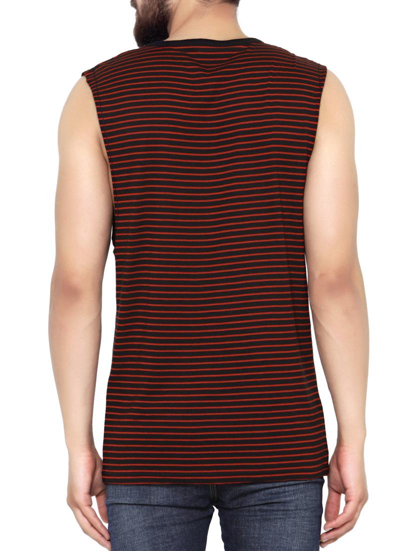 red cotton blend striped t-shirt - 13060863 - Zoom Image - 3