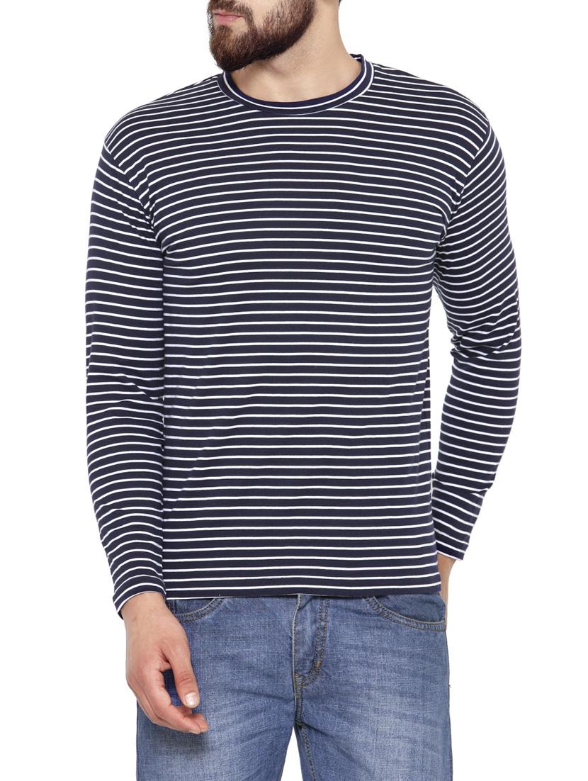 blue cotton striped t-shirt - 13060864 - Zoom Image - 1