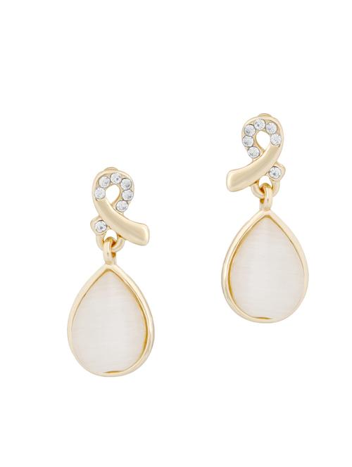 gold metal drop earrings - 13061583 - Standard Image - 1