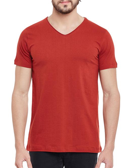 solid rust cotton t-shirt - 13063494 - Standard Image - 1