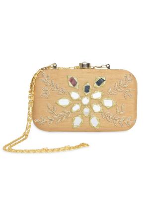 beige mirror embellished clutch with beadwork - 1306481 - Standard Image - 2