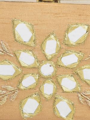 beige mirror embellished clutch with beadwork - 1306481 - Standard Image - 4