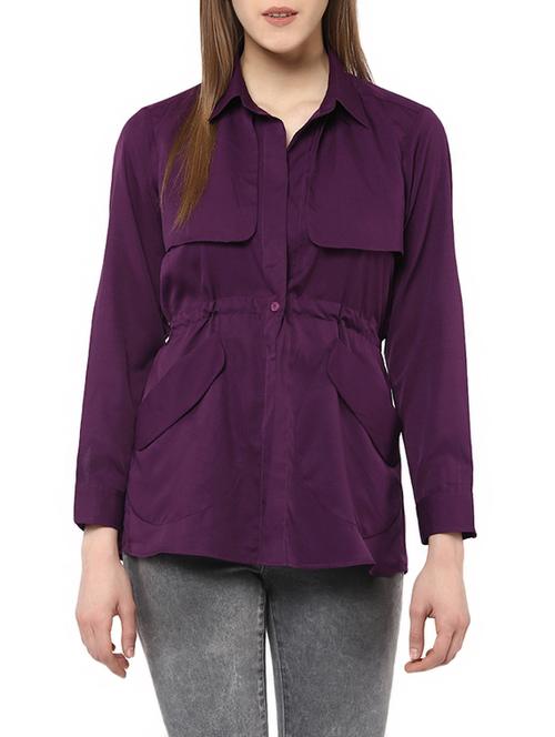 purple crepe summer jacket - 13065169 - Standard Image - 1