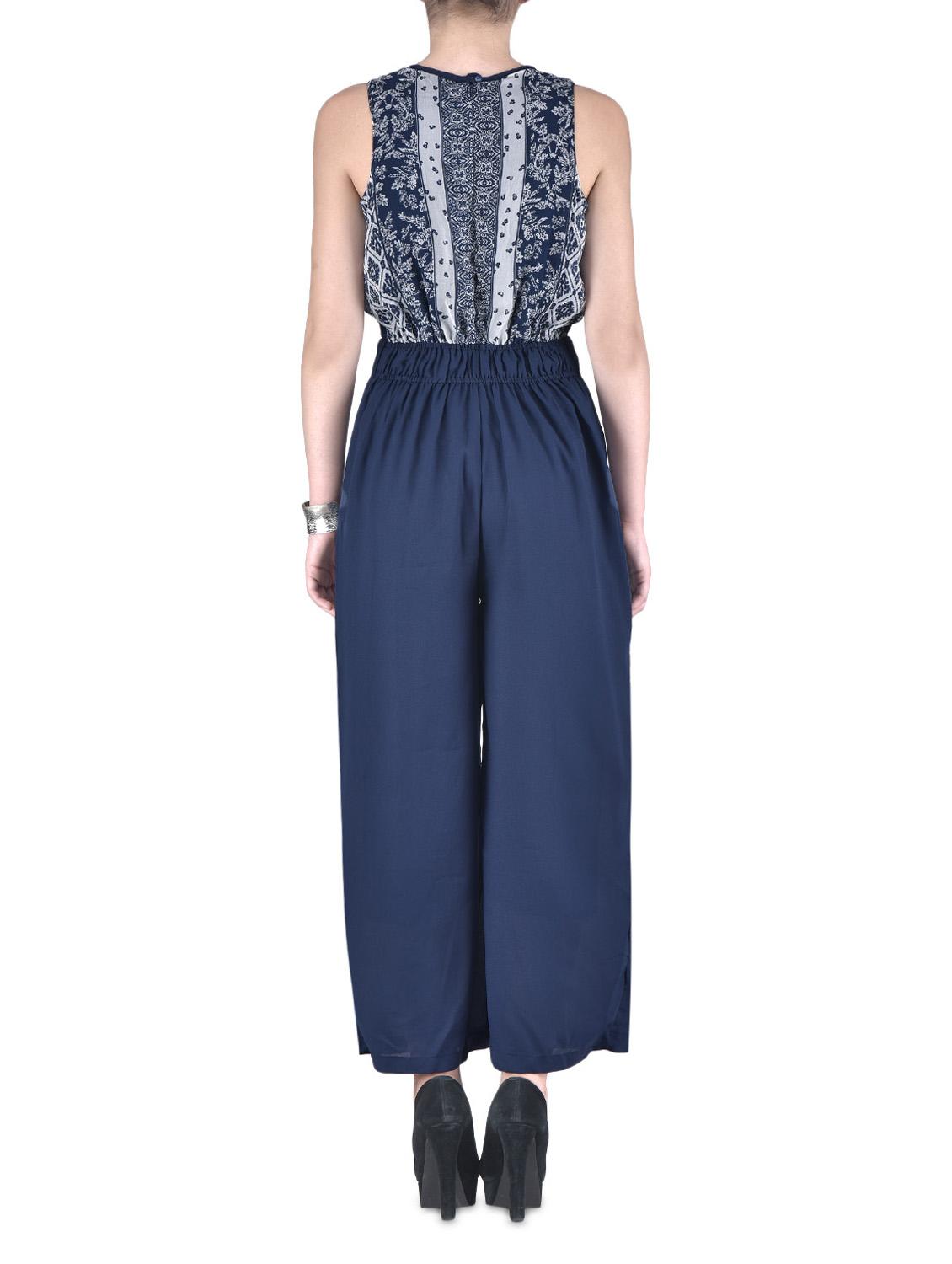 blue georgette printed jumpsuit - 1306520 - Zoom Image - 3