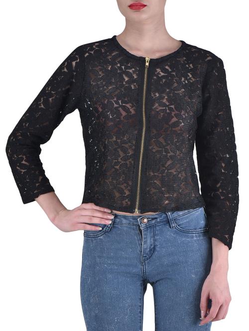 solid black net laced jacket - 1306583 - Standard Image - 1