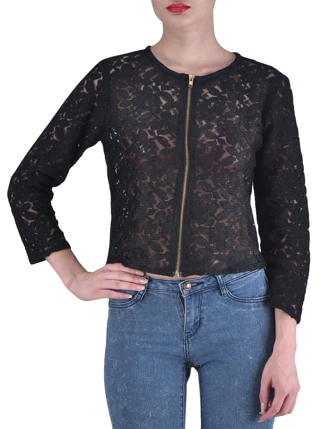 solid black net laced jacket - 1306583 - Zoom Image - 1