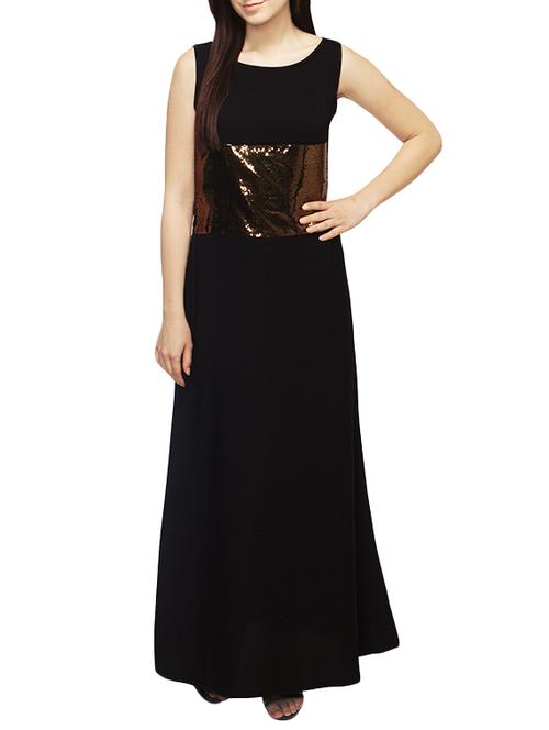 black sequined crepe gown dress - 13069973 - Standard Image - 1