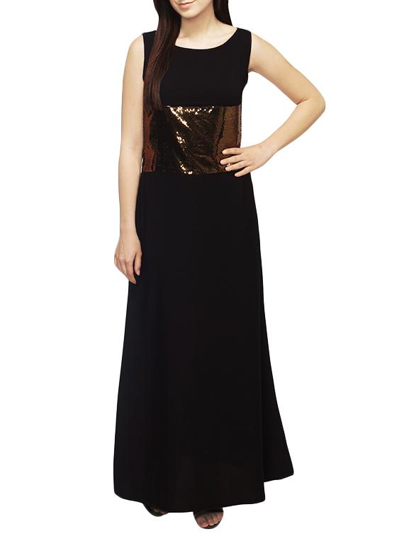 black sequined crepe gown dress - 13069973 - Zoom Image - 1