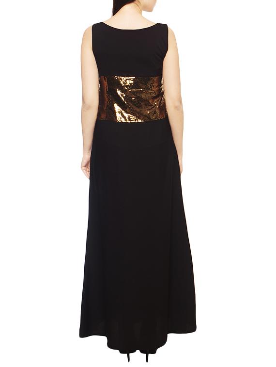 black sequined crepe gown dress - 13069973 - Zoom Image - 3