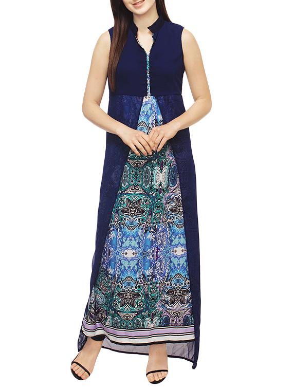 blue printed crepe dress - 13069976 - Zoom Image - 1