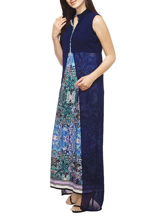 blue printed crepe dress - 13069976 - Zoom Image - 2