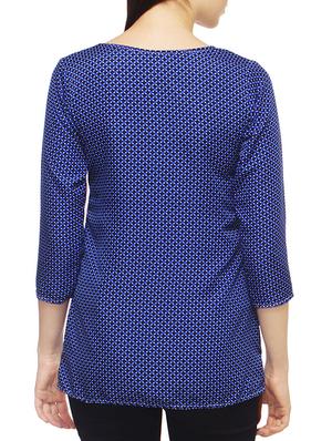 blue printed polycrepe regular top - 13069985 - Standard Image - 3