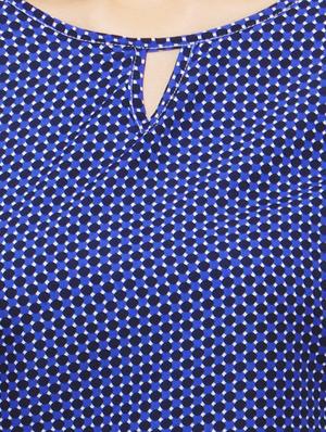 blue printed polycrepe regular top - 13069985 - Standard Image - 4