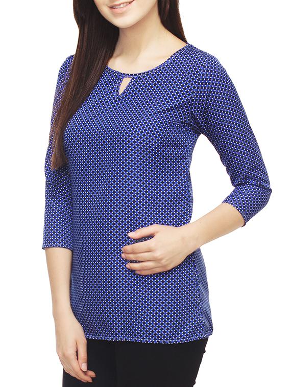 blue printed polycrepe regular top - 13069985 - Zoom Image - 2