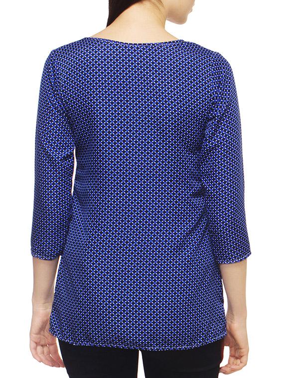 blue printed polycrepe regular top - 13069985 - Zoom Image - 3