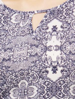 blue printed polycrepe regular top - 13069987 - Standard Image - 4