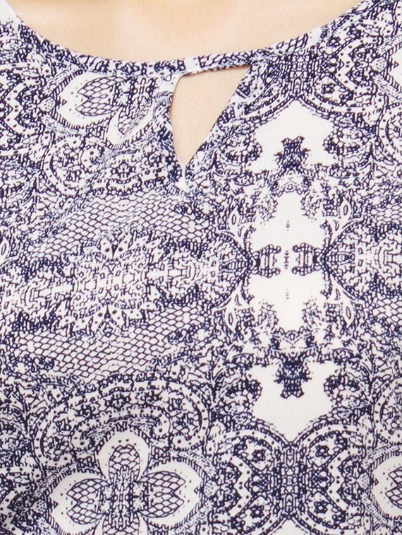 blue printed polycrepe regular top - 13069987 - Zoom Image - 4