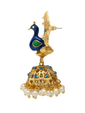 gold peacock inspired crystal embellished earrings - 1307078 - Standard Image - 2