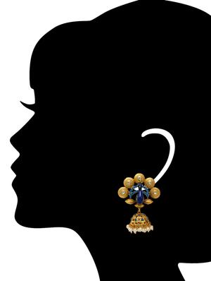 gold peacock inspired crystal embellished earrings - 1307078 - Standard Image - 3