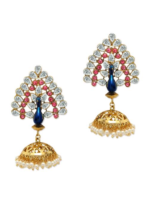 gold and silver crystal embellished peacock earrings - 1307082 - Standard Image - 1