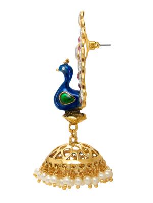 gold and silver crystal embellished peacock earrings - 1307082 - Standard Image - 2