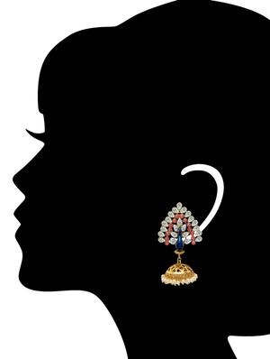 gold and silver crystal embellished peacock earrings - 1307082 - Standard Image - 3