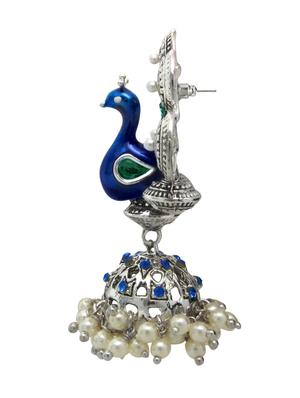 silver pearl and crystal embellished peacock earrings - 1307085 - Standard Image - 2