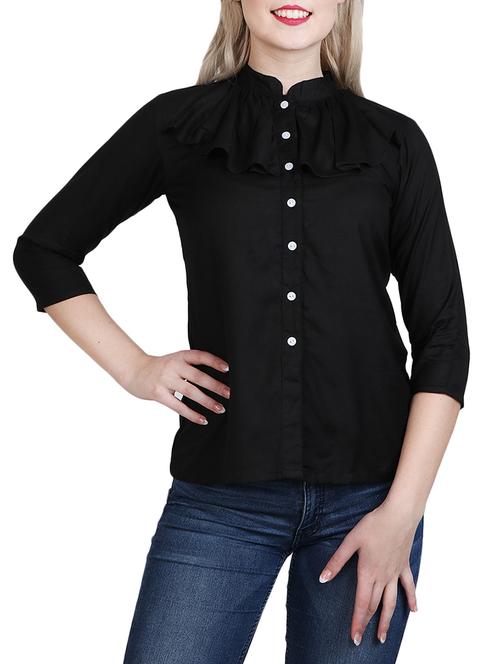 black viscose regular shirt - 13073528 - Standard Image - 1