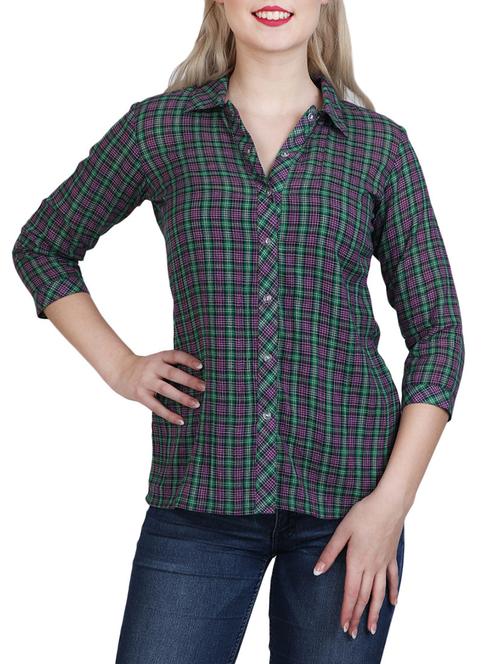 green checkered cotton shirt - 13073538 - Standard Image - 1