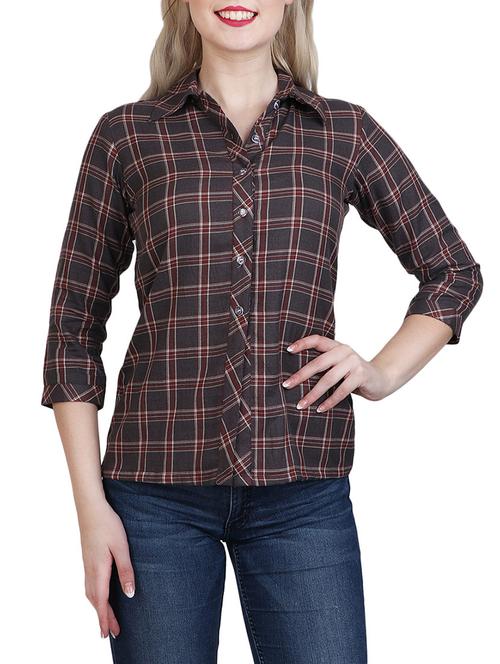 brown cotton regular shirt - 13073546 - Standard Image - 1
