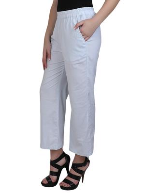 blue cotton flat front trouser - 13073556 - Standard Image - 2