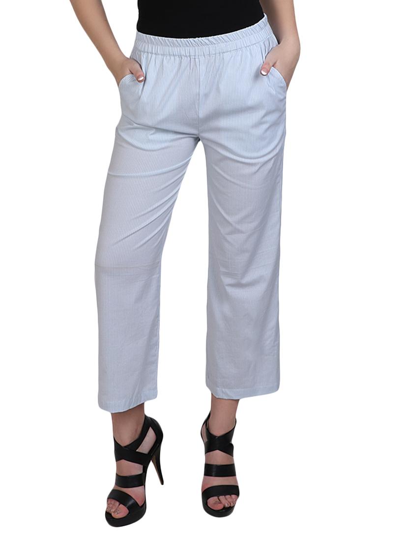 blue cotton flat front trouser - 13073556 - Zoom Image - 1