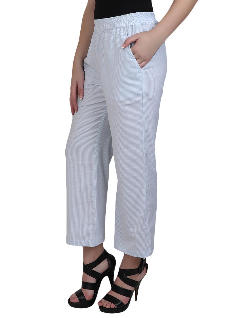 blue cotton flat front trouser - 13073556 - Zoom Image - 2