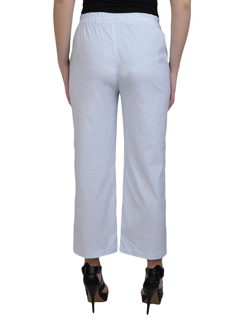 blue cotton flat front trouser - 13073556 - Zoom Image - 3
