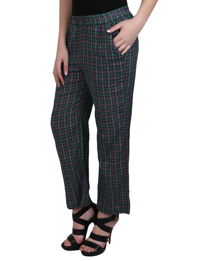 multicolored cotton flat front trouser - 13073557 - Zoom Image - 2