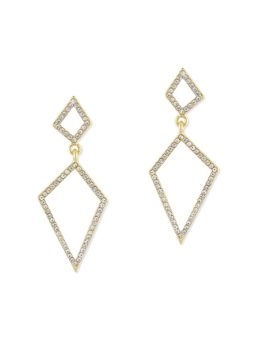 gold metal drop earrings - 13075847 - Zoom Image - 1