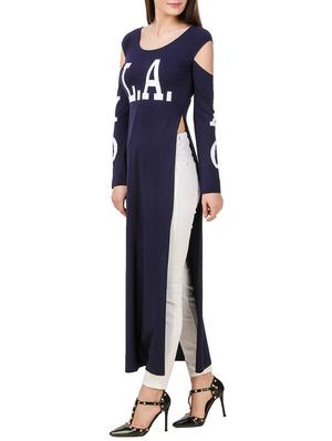 navy blue printed jersey maxi tunic - 13078368 - Standard Image - 2