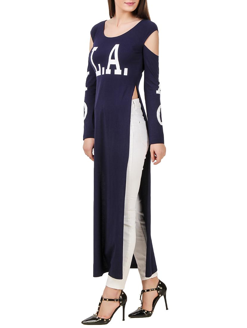navy blue printed jersey maxi tunic - 13078368 - Zoom Image - 2